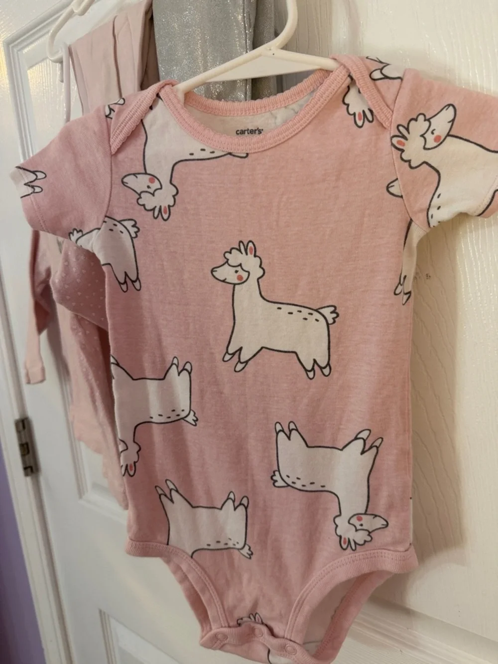 Carters/Garanimals Girls 4-PC 18 M Mix & Match Set-Llama -Pink&silver Leggins
